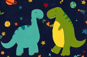 Happy Dinosaurs in Space
