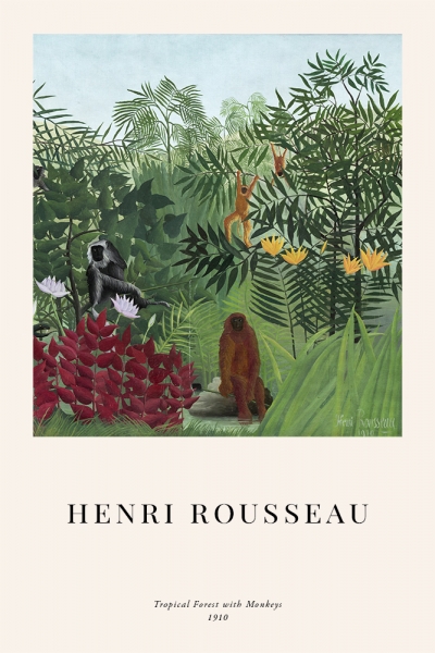 Henri Rousseau - Tropical Forest with Monkeys Variante 1 | 13x18 cm | Premium-Papier