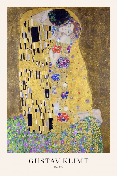Gustav Klimt - The Kiss Variante 1 | 60x90 cm | Premium-Papier wasserfest