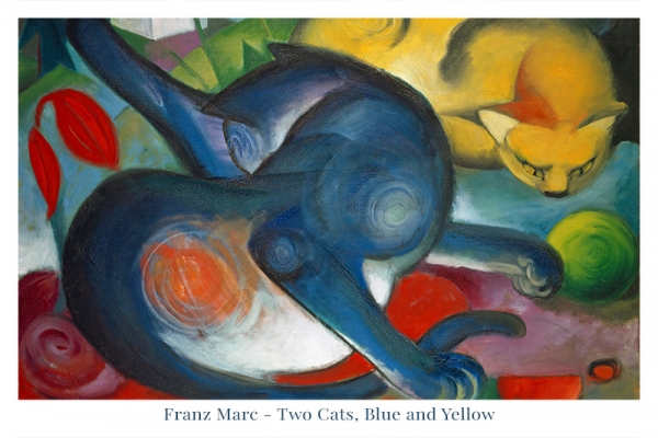 Franz Marc - Two Cats, Blue and Yellow Variante 1 | 40x60 cm | Premium-Papier