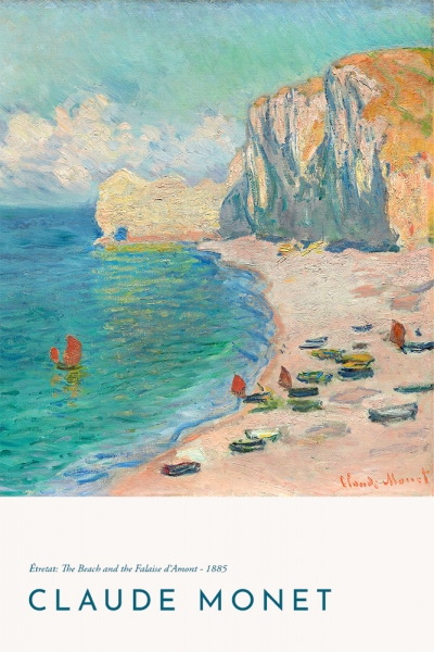 Claude Monet - Étretat: The Beach and the Falaise d'Amont Variante 1 | 30x45 cm | Premium-Papier