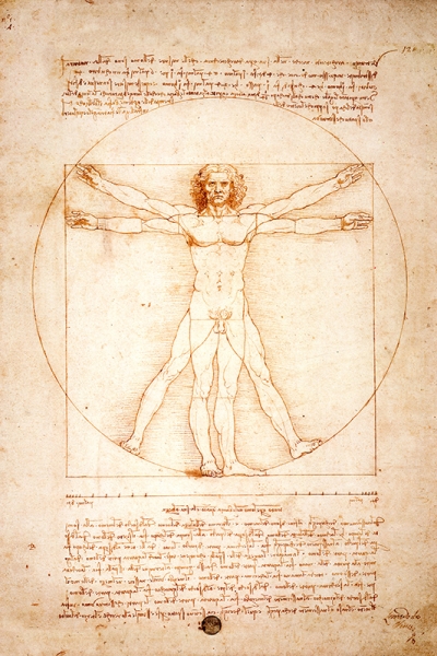 Leonardo da Vinci - The Vitruvian Man Variante 1 | 30x45 cm | Premium-Papier