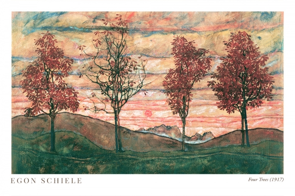 Egon Schiele - Four Trees Variante 1 | 30x45 cm | Premium-Papier