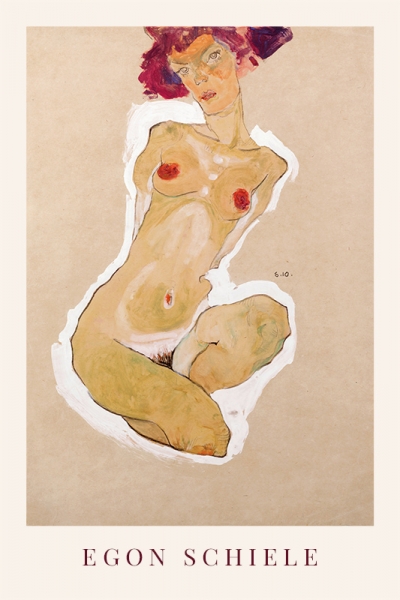 Egon Schiele - Squatting Female Nude 