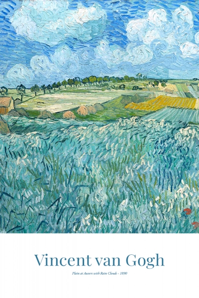 Vincent van Gogh - Plain at Auvers with Rain Clouds Variante 1 | 30x45 cm | Premium-Papier