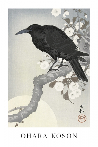 Ohara Koson - Crow at Full Moon Variante 1 | 20x30 cm | Premium-Papier