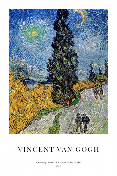 Vincent van Gogh - Country Road in Provence by Night Variante 1 | 40x60 cm | Premium-Papier