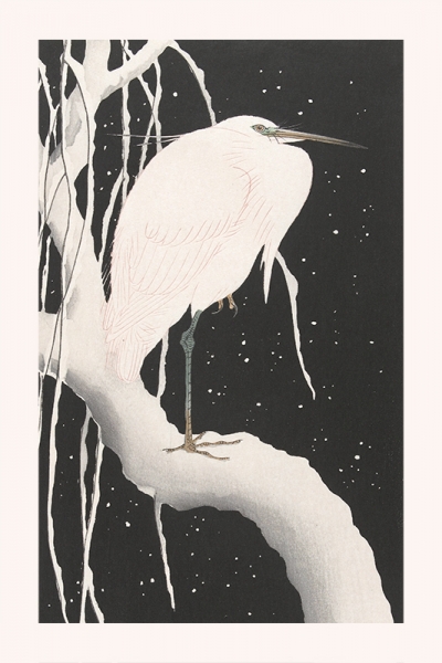 Ohara Koson - Heron in the Snow Variante 1 | 60x90 cm | Premium-Papier