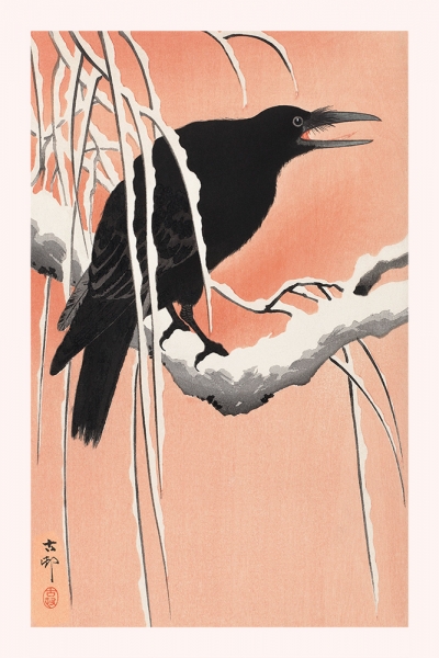 Ohara Koson - Crow on Snowy Branch Variante 1 | 40x60 cm | Premium-Papier