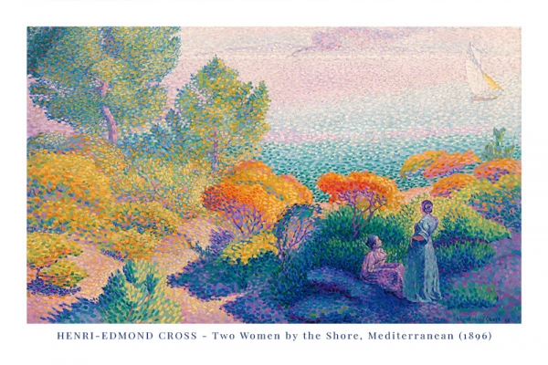 Henri-Edmond Cross - Two Women by the Shore, Mediterranean Variante 1 | 30x45 cm | Premium-Papier