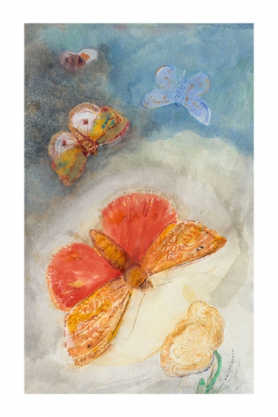 Odilon Redon - Papillons et fleur 