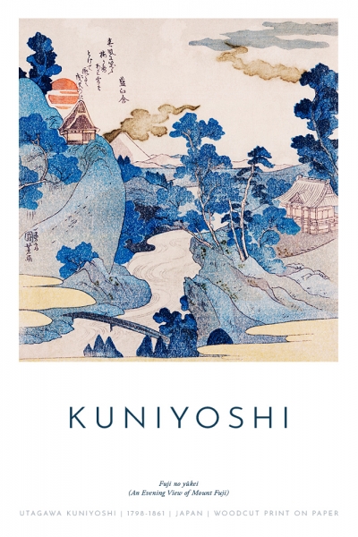 Utagawa Kuniyoshi - Fuji no yukei (An Evening View of Mount Fuji) Variante 1 | 20x30 cm | Premium-Papier