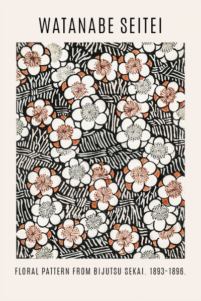 Watanabe Seitei - Floral Pattern (from Bijutsu Sekai) Variante 1 | 20x30 cm | Premium-Papier