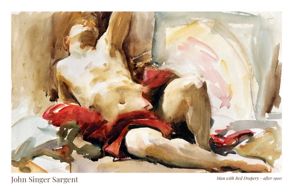 John Singer Sargent - Man with Red Drapery Variante 1 | 20x30 cm | Premium-Papier