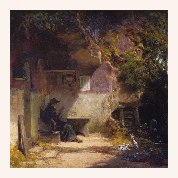 Carl Spitzweg - The Hermit in front of His Retreat (Der Einsiedler vor seiner Klause) Variante 1 | 40x40 cm | Premium-Papier
