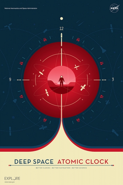 Deep Space Atomic Clock Poster - Red Version, Credit: NASA/JPL-Caltech Variante 1 | 30x45 cm | Premium-Papier