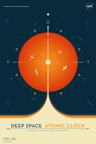 Deep Space Atomic Clock Poster - Orange Version, Credit: NASA/JPL-Caltech Variante 1 | 30x45 cm | Premium-Papier