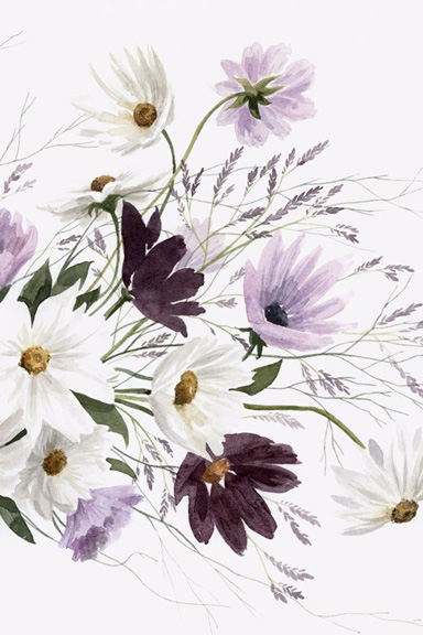 Purple & White Flowers Variante 1 | 20x30 cm | Premium-Papier