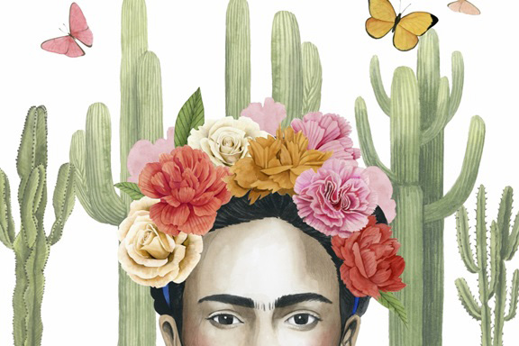 Frida with Cacti Variante 1 | 20x30 cm | Premium-Papier