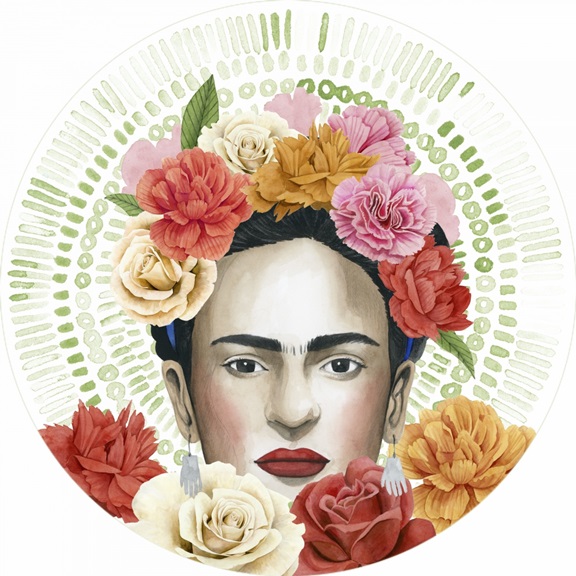 Frida with Flowers Variante 1 | 40x40 cm | Premium-Papier