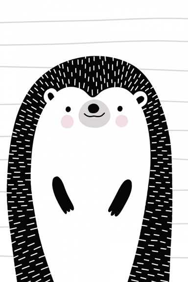 Black & White Animals No. 5 - Hedgehog Variante 1 | 13x18 cm | Premium-Papier