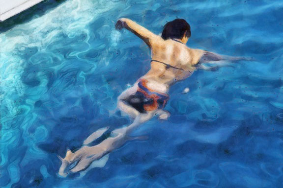 Swimming in Azure No. 2 Variante 1 | 30x45 cm | Premium-Papier