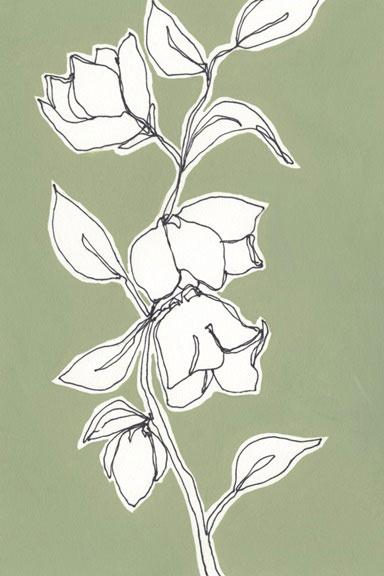 Olive Green Flower Study No. 3 Variante 1 | 40x60 cm | Premium-Papier
