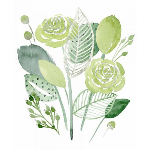 Lime Green Roses No. 1 Variante 1 | 40x40 cm | Premium-Papier